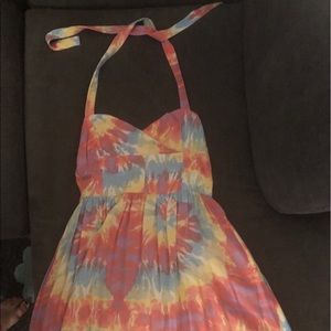 Pastel tie dye halter neck dress
